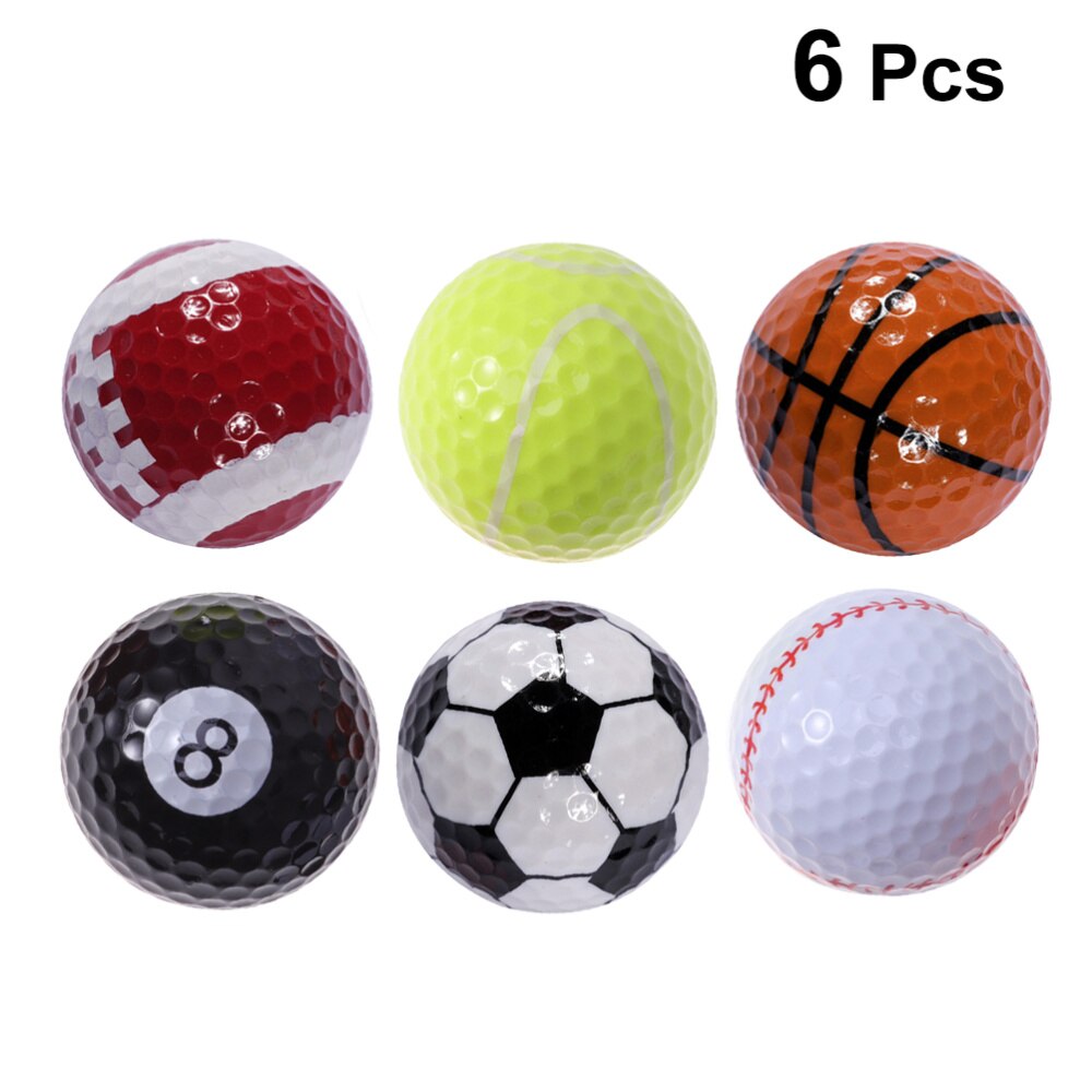 6pcs Sports Theme Training Sports Balls Simulation Rubber Practice Supplies for Outdoor (Tennis, Basketball, Baseball,