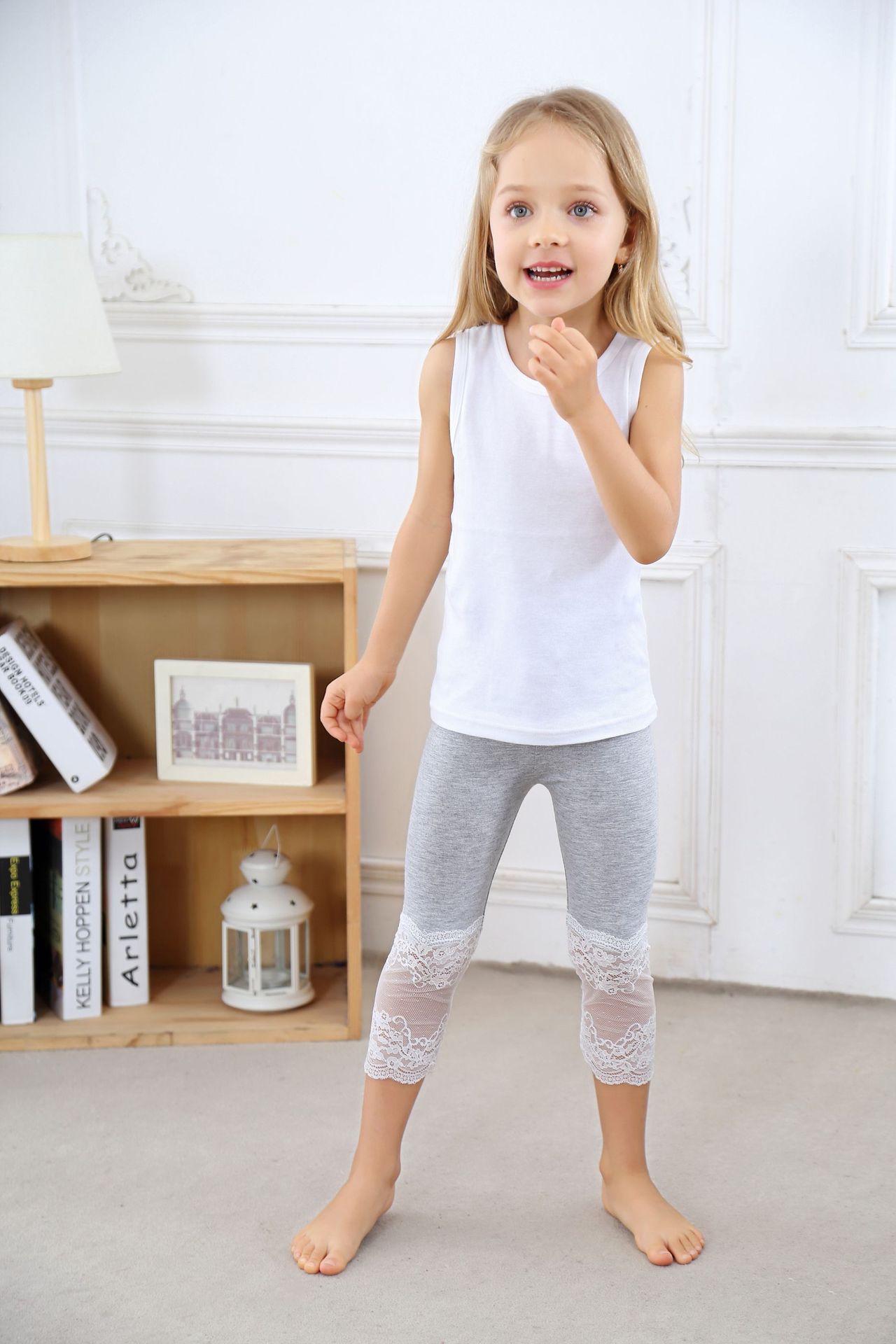 Broek Leggings Capri Zomer Modale Kant Kinderen Meisjes Stiksels Candy-kleurige Leggins