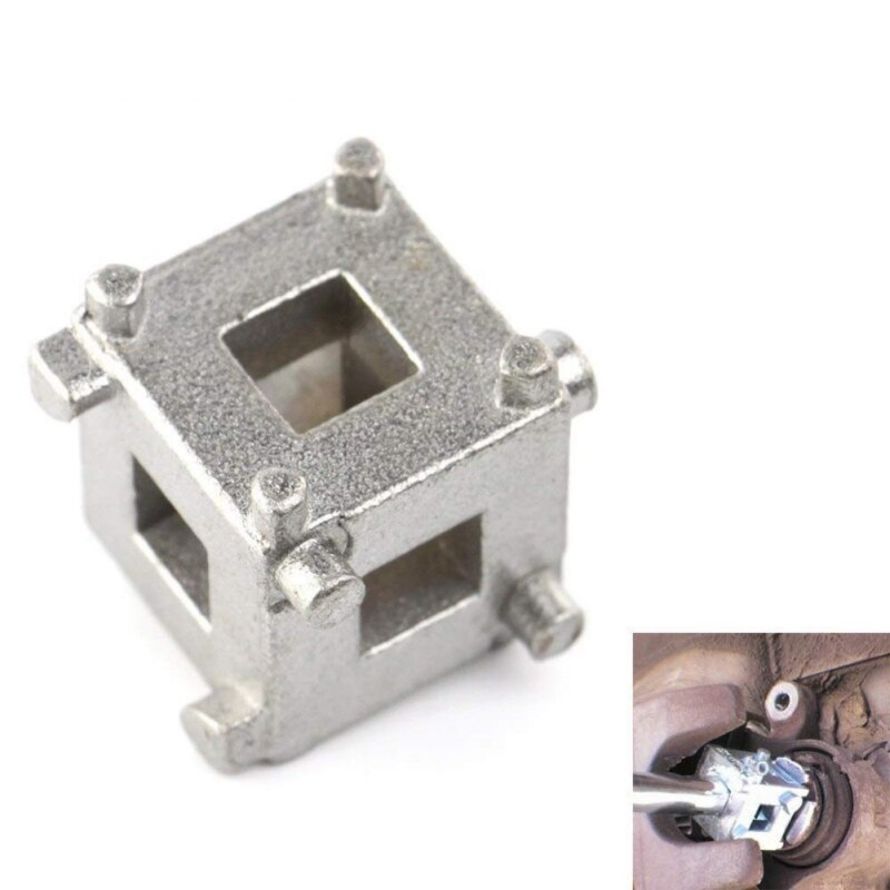 Car Rear Disc Brake Piston Retractor Tool Wind Back Cube Calliper Adaptor Silver Car Accessories