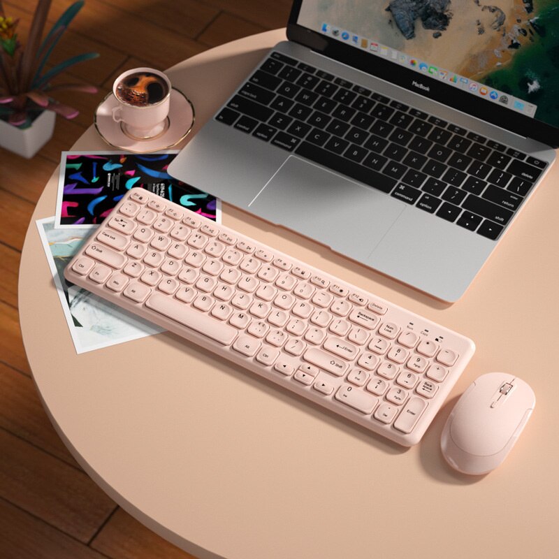 2.4G Wireless Keyboard and Mouse Pink Keyboards Mouse Combo Set Slim Ergonomic Silent Keypad Mause For Laptop Desktop Windows PC: Pink Suit