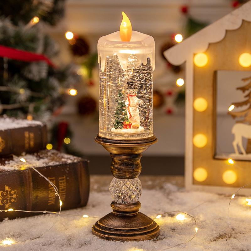 Weihnachtsdekorationen, Kerzenlichter, Weihnachten, Kristalllaternen, Schneelichter, Kindergeburtstag, Weihnachtsgeschenk, Szenenlayout: Miniatur