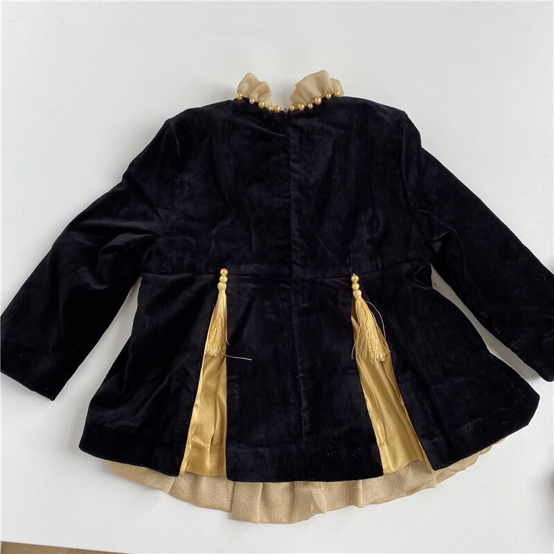 Abito in velluto a coste per ragazze stilista di alta moda abiti per bambini abiti natalizi ricamati con motivo floreale abiti da sposa per bambini
