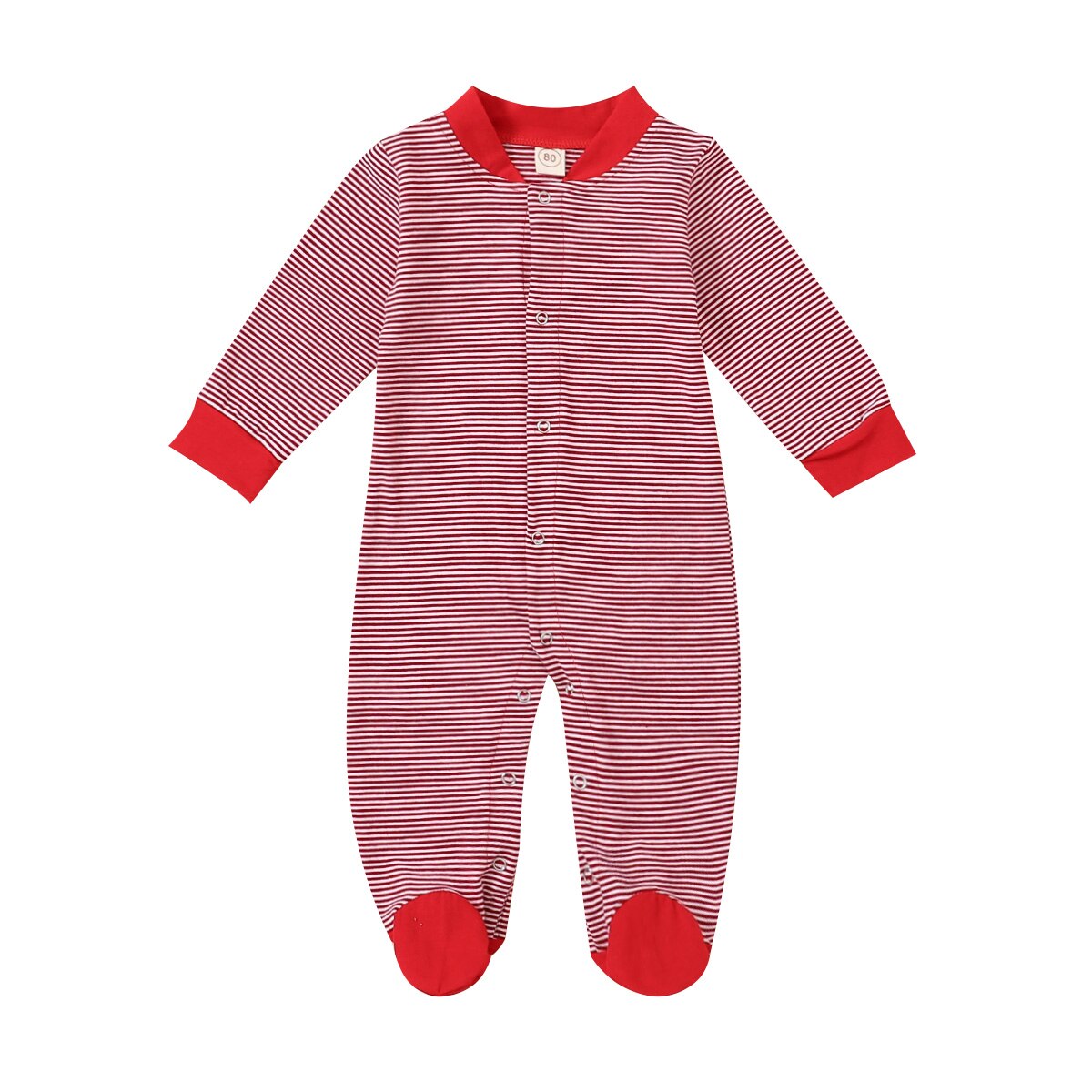Kerst Stijl Mooie Baby Lange Mouwen Cartoon Rompertjes Kerstman Streep Patroon Een Stuk Lange Broek Voor Jongen En Meisjes: 2 / 12m