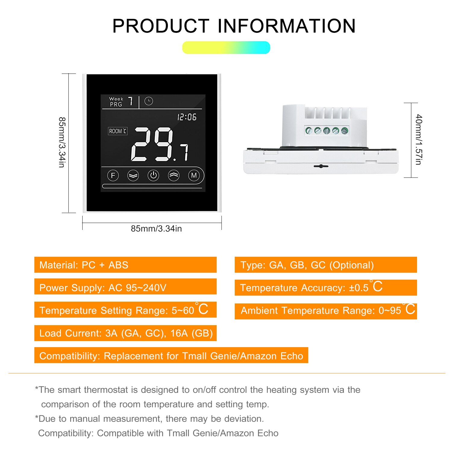 Touchscreen Smart Wifi Thermostat Temperature Controller Programmable Gas Boiler Thermostat Remote Control