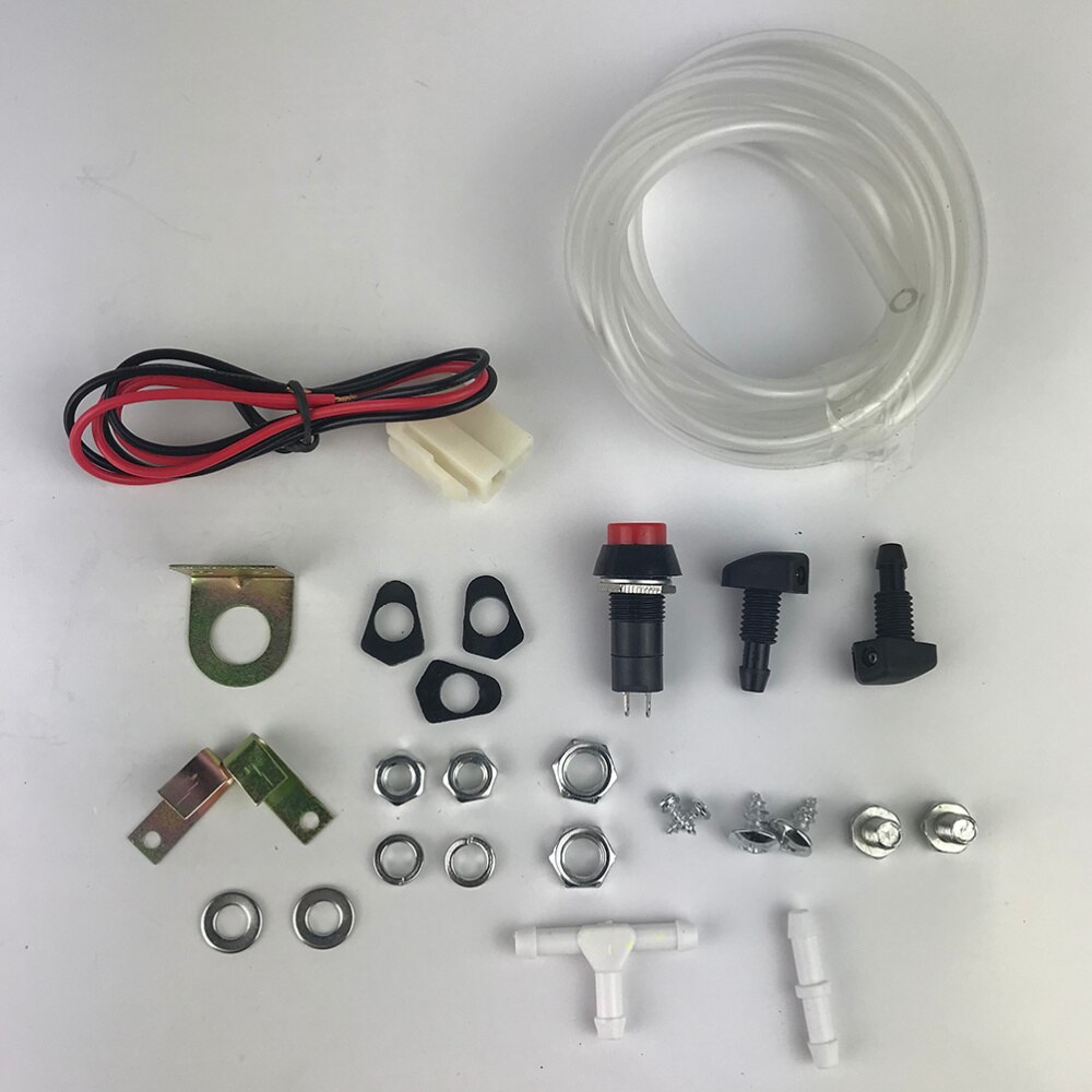 12V 1.5L Car Windshield Washer Bottle Kit Washer Pump Fluid Reservoir Bottle Wiper Washing System (Black)