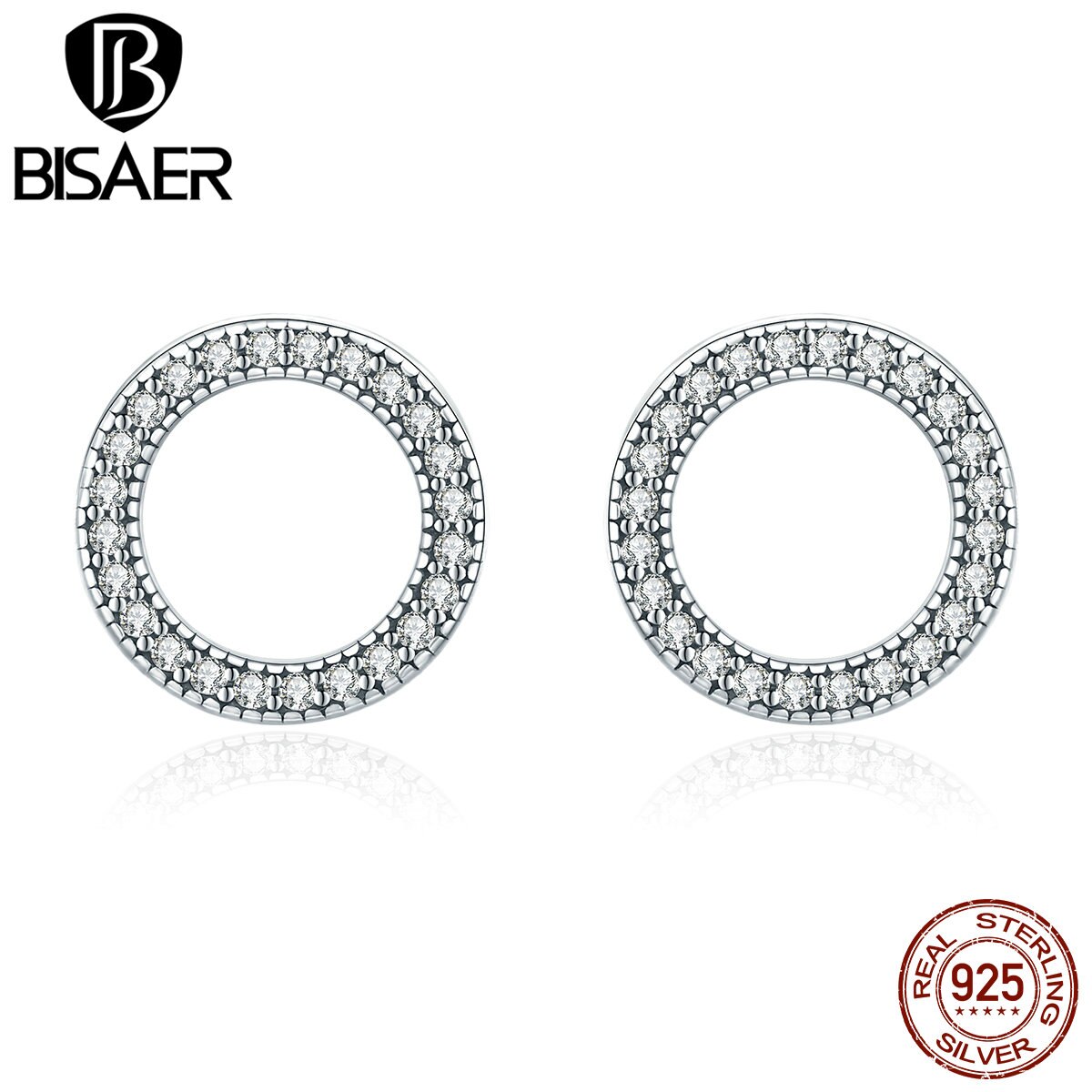 BISAER-pendientes de plata de primera ley y circón para mujer, aretes pequeños, plata esterlina 925, Circonia cúbica, zirconia, circonita, zirconita,