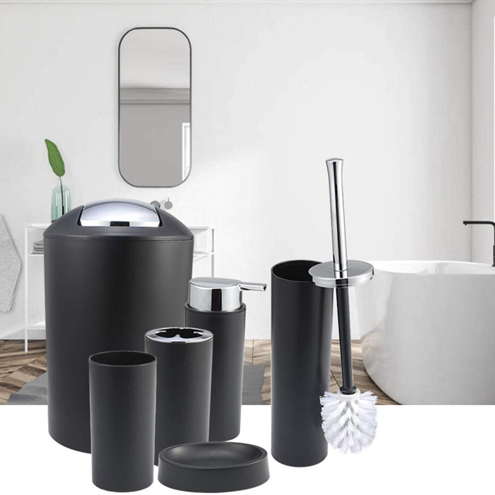 6 Stuks Badkamer Accessoires Set Bad Ensemble Tandenborstelhouder Zeepbakje