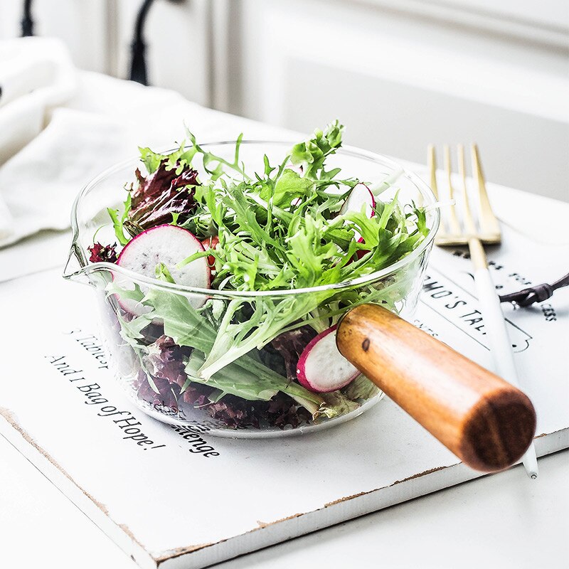 400Ml/600Ml Hout Handvat Glas Melk Pot Kleur Ramen Gasfornuis Koken Pot CY51109