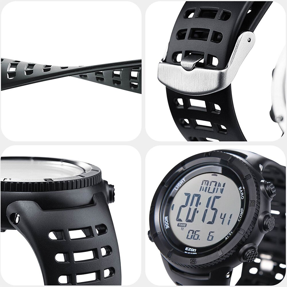Brand EZON H001H11 Men's Digital Sport Watch Multifunctional Altitude Barometer Compass for Hiking Backlight Waterproof