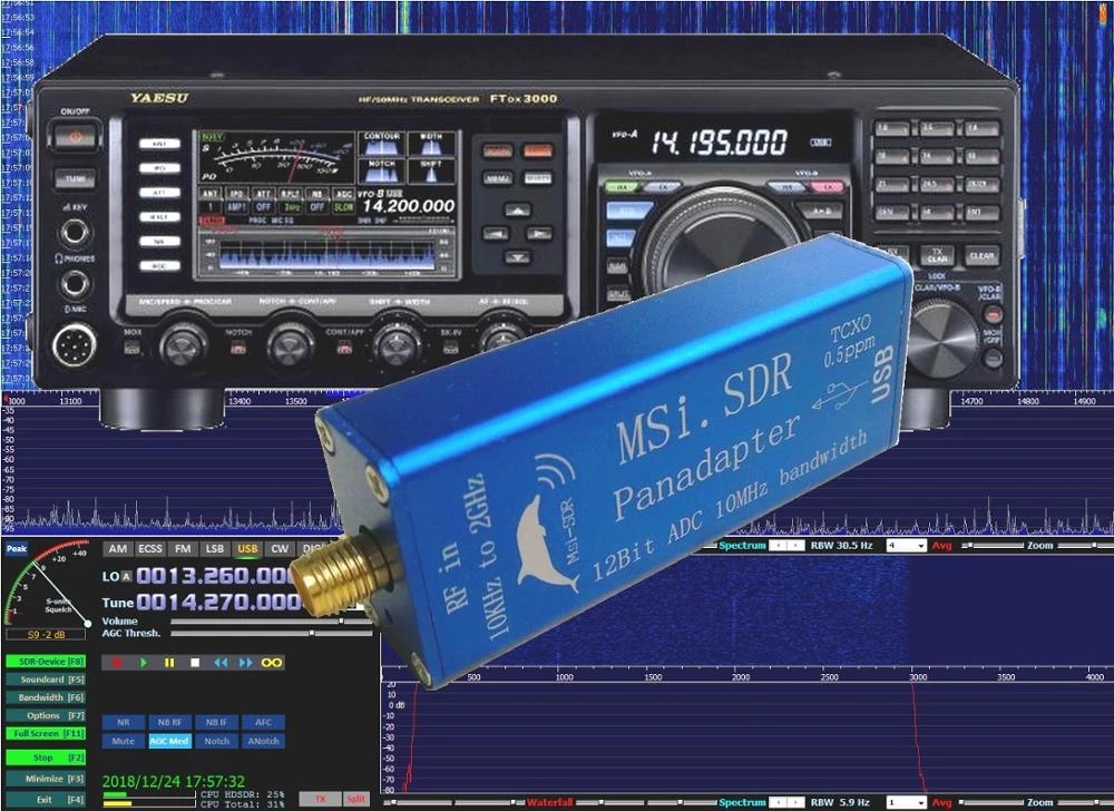 Msi. Sdr 10Khz Tot 2Ghz Panadapter Sdr Ontvanger Tcxo 0.5ppm 12-Bit Adc