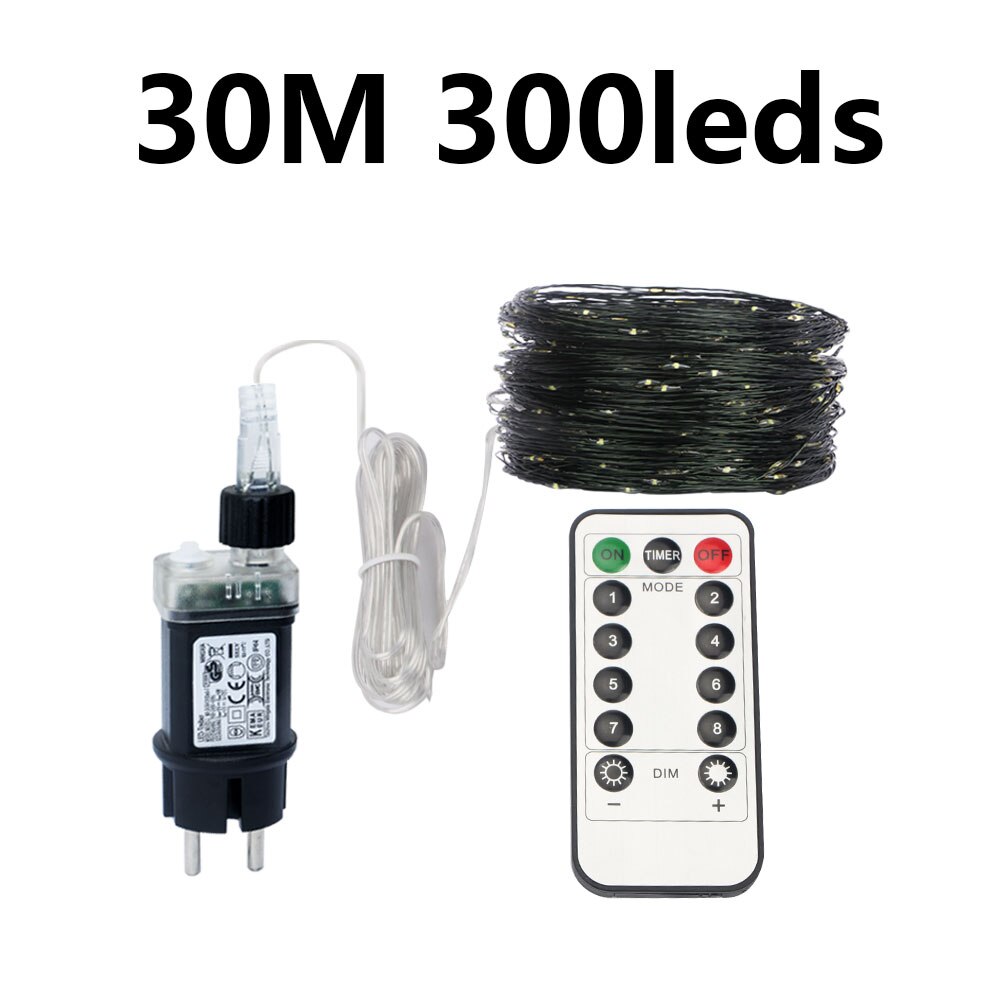 10m-120m LED String Lights Fairy Christmas Garland Outdoor Decor Lamp With Remote For Tree Street Bedroom Wedding Party: 30M 300LEDs / White