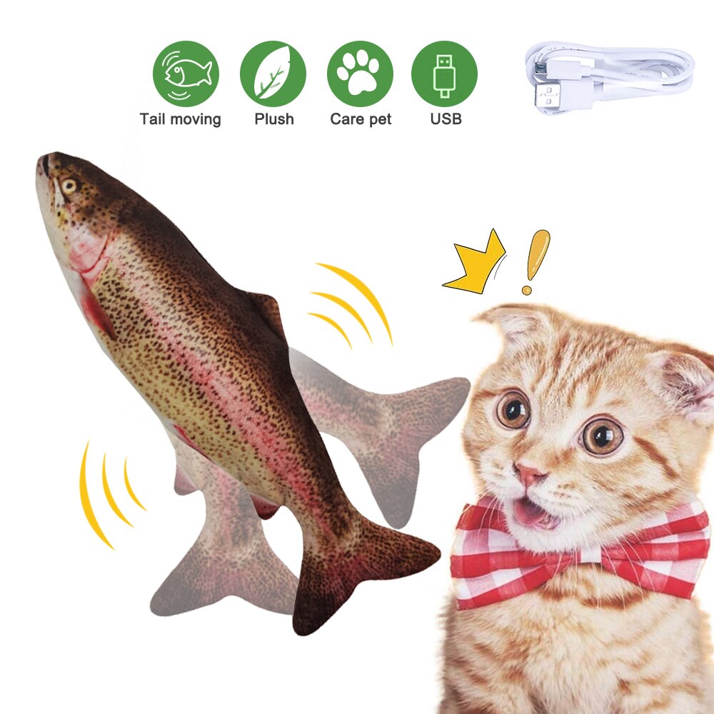 Huisdier speelgoed elektrisch katten speelgoed pluche 3d interactieve elektronische usb bijtbestendige kauw kies bewegende dansende vis speelgoed kitten katten speelgoed: 05