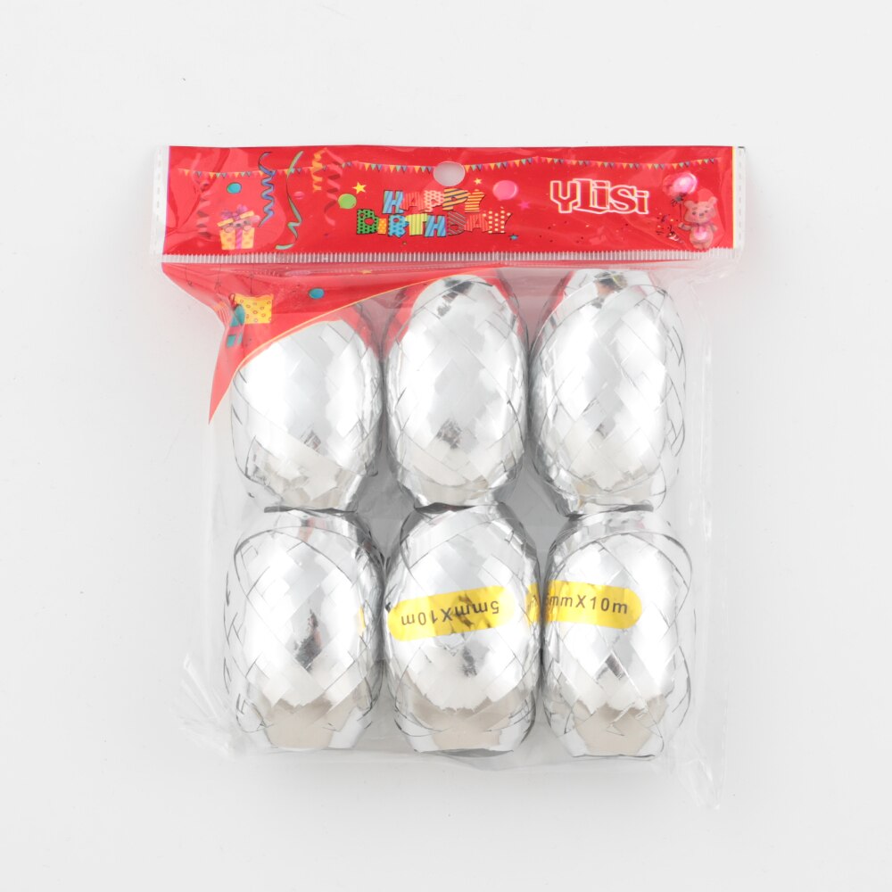 6pcs/lot Balloon Ribbons Rope White Rose Gold blue purple gold silver Ribbon Roll Wedding Birthday Party Decoration Wrapping Tap: silver