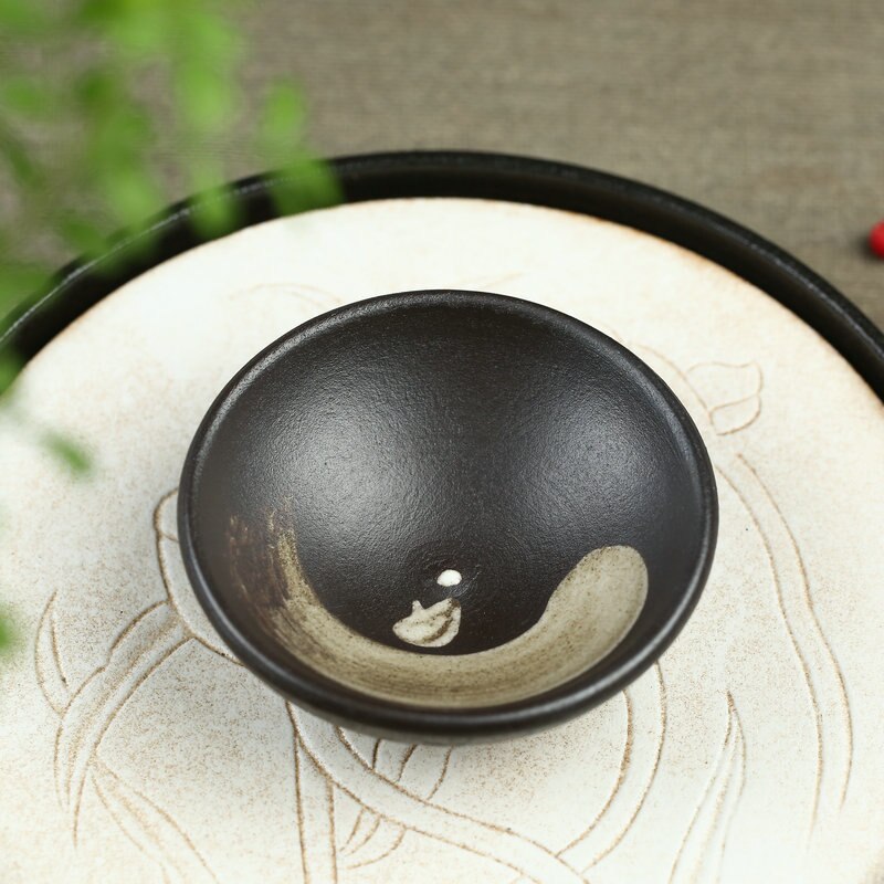 Zen hjerte skål te kop japansk stil keramisk teskål tilbehør vintage ru keramik håndmalet tekop: -en
