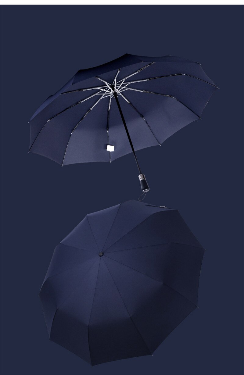 Leodaukonw tre folde fuldautomatisk paraply vindtæt business mærke 1.2 meter enkelhed herre solrig og regnfuld paraply: -en