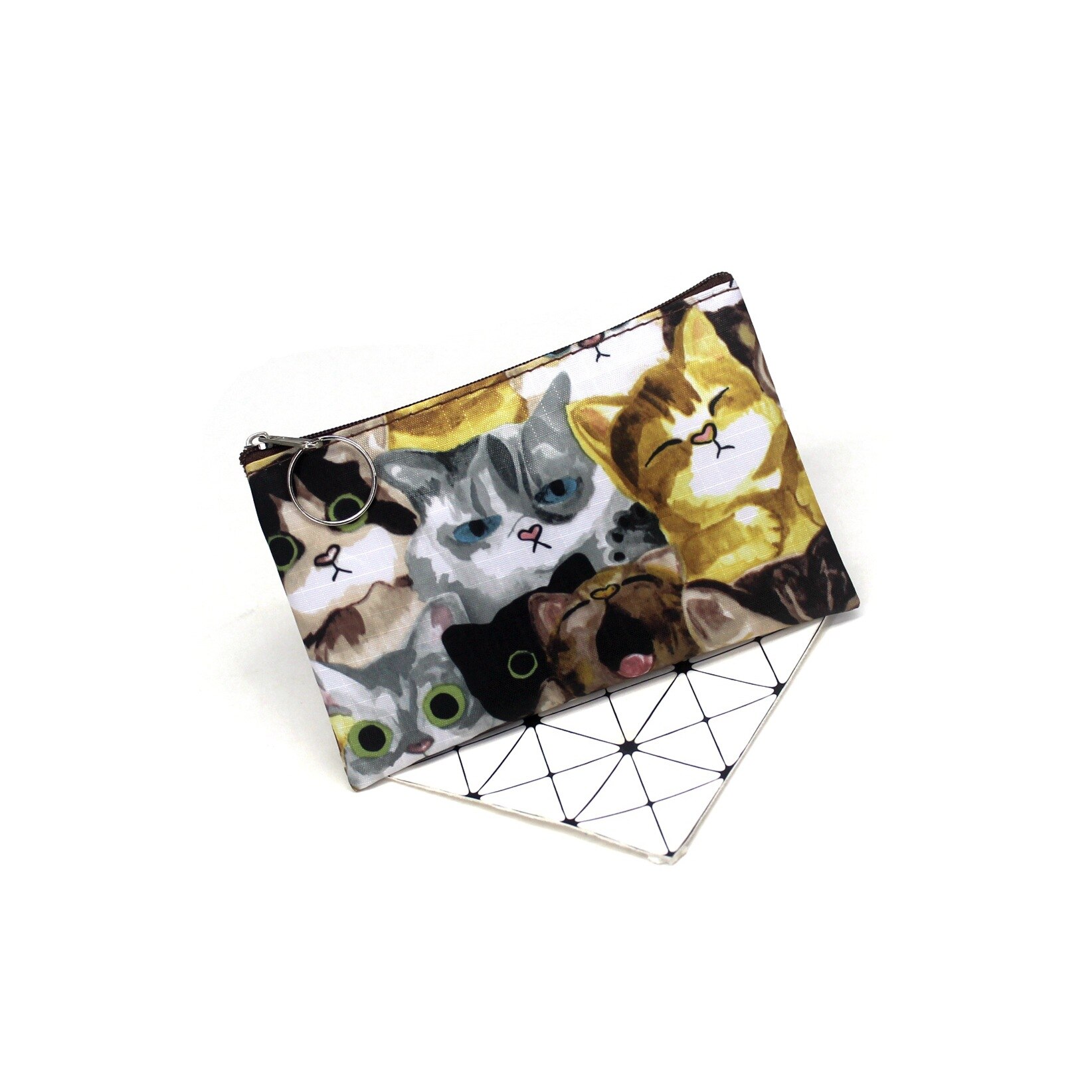 Monedero con estampado de gato para niñas pequeñas, monederos Vintage para mujer, billeteras cero, bolso de mano, monedero para mujer: Yellow