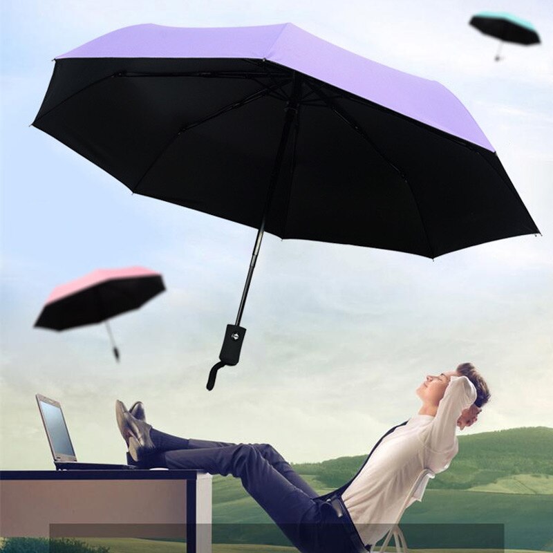 Wind Resistant Folding Automatic Umbrella Windproof Travel Rain Sun Umbrellas with Auto Open Close Button MJJ88