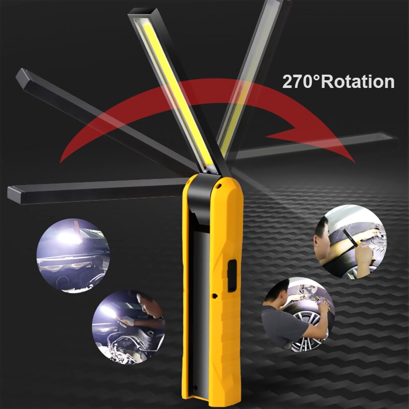 Multifunction Led Work Light Portable COB Working Lamp Rechargeable Flashlight Rotatable Worklight Searchlight with Magnet