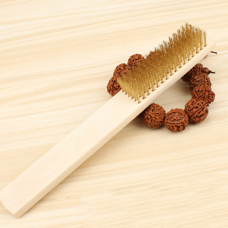 Durable Beech Handle Brass Wire Brush Copper Brush for Industrial Equipment Surface / Interior Polished Grinding Clean