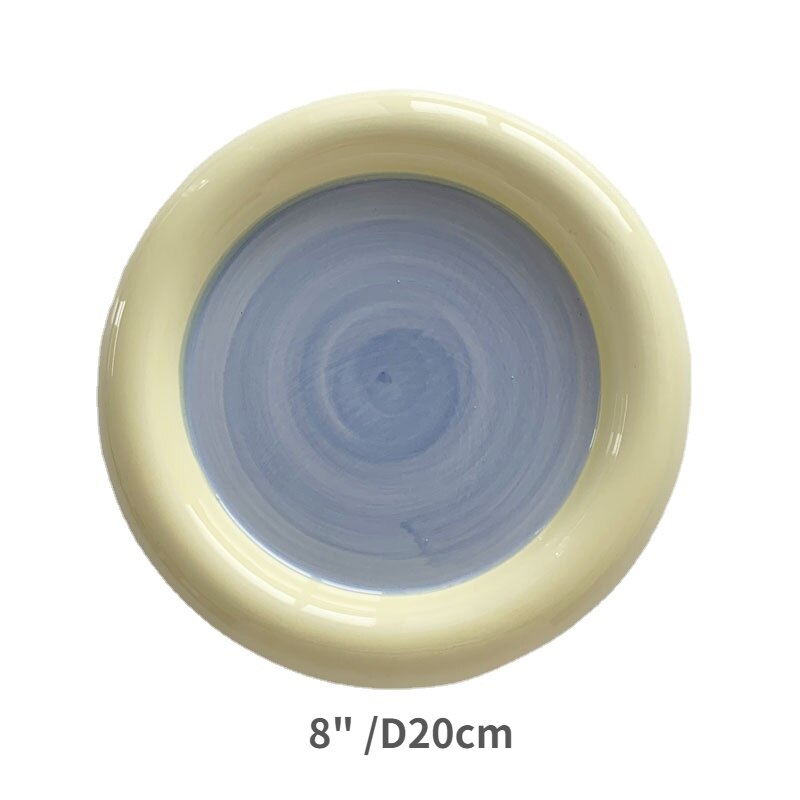6 &quot;8&quot; plato de desayuno gordito coreano plato de almacenamiento de joyas plato de pastel de postre plato de almacenamiento de frutas tazón plano platos bonitos platos de cerámica: 8inch yellowblue