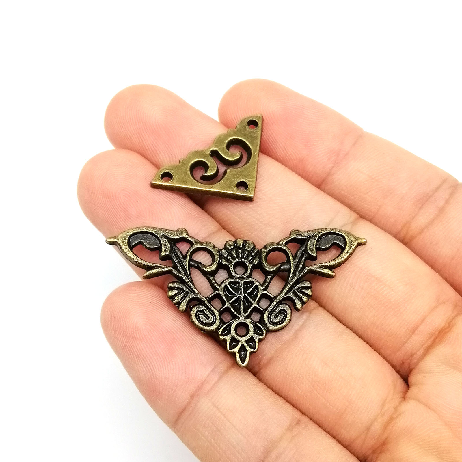 12Pc Hoek Decoratieve Beschermhoes Voor Sieradendoos Kist Wijn Hout Case Boek Plakboek Fotoalbum Antiek Messing Brons