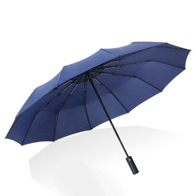 Folding Fully-automatic Umbrella 12 Bone Weatherproof Umbrella Men's Business Automatic Rainy Advertising Umbrellas arc 123cm: Blue