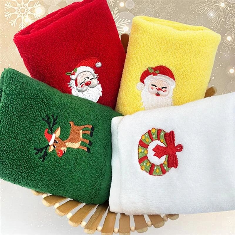 Christmas Face Washing Cloth Cute Santa Claus Elk Face Towel Cloth For Man Home Bathroom Woman Towels Xmas