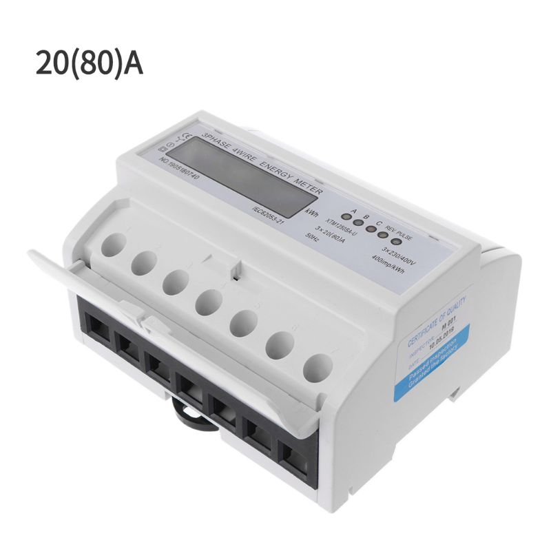 3 Phase 4 Wire Electric LCD Display Digital Energy Meter Calibrated For DIN Rail Power Meters 50/60HZ