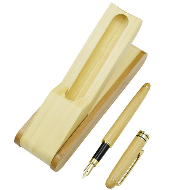 One Set Bamboo Fountain Pen Calligraphy Pen 0.5mm Nib Ink Writing Materials Nature Wooden Bamboo Stationery: Default Title