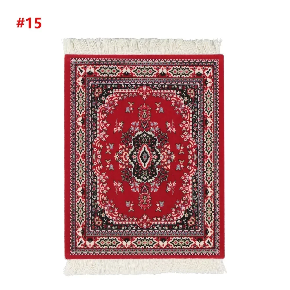 PC Mouse Pad Persian Mini Woven Rug Mat Mousepad Retro Style Carpet Pattern Cup laptop with Home Office Table Decor Craft table: Gold