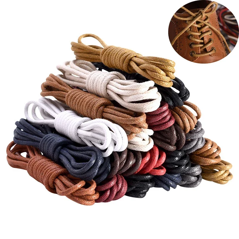 2 pares de cordones redondos finos encerados, cordones de zapatos de cuero, cordones de zapatos Unisex para botas y zapatos, 100cm/120cm/140cm/160cm