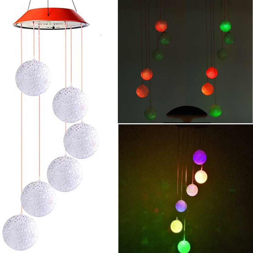 Kleur Veranderende Solar Power Wind Chime Crystal Ball Led Opknoping Spinner Lamp Kleur Veranderende Waterdichte Outdoor Windchime Licht: Default Title