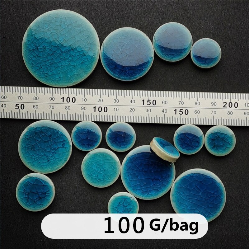 100g mozaika ceramiczna fragmenty niebieskie i białe kawałki porcelany rzemiosło materiały kolaż małe płytki DIY kreatywna artystyczna dekoracja: Blue round