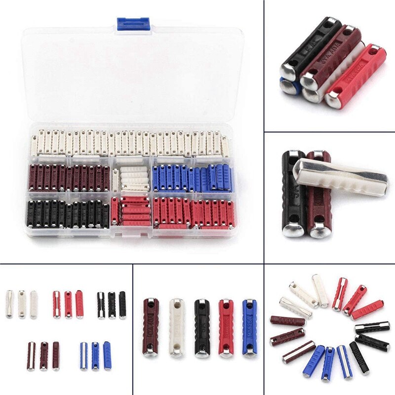 200Pcs 5 Kinds Fuse Electrical Continental Fuses ortment Kit 5A 8A 16A 25A 40AMP for Car Two-Wheeler