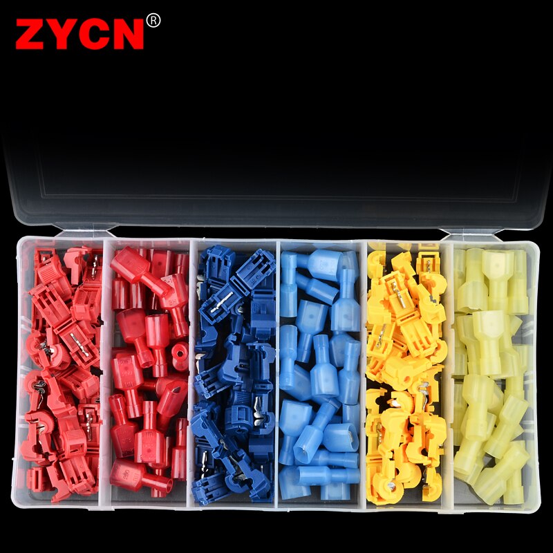 120pcs Quick Electrical Cable Connectors Snap Splice Scotch Lock Wire Terminals Crimp Self-Stripping Clip Insulated Male Spade