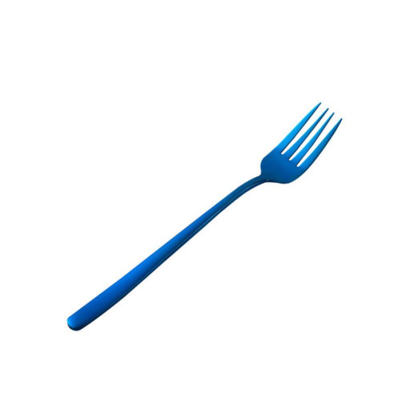 Stainless Steel Long Handle Dinner Fork 9 Colors Rainbow Fork Kitchen Hotel Supplies Restaurant Tableware Fork: Blue