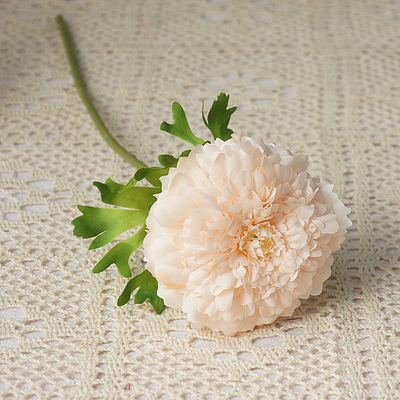Hibiscus – branches de chrysanthème artificielles en soie, fausses fleurs, marigaudes, branches courtes, décoration de salon,: Champagne