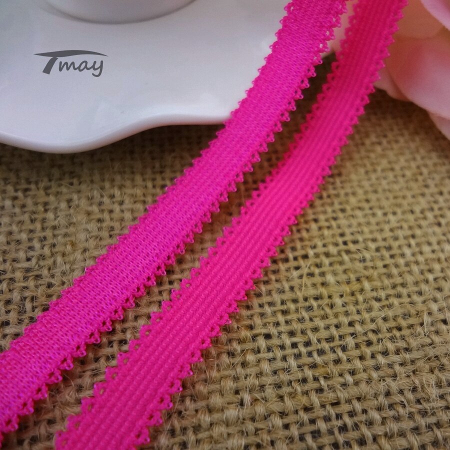 #1316 neon rosa färg dubbla kanter spets elastiska band 8 yards/lot bh byxor kant midjeband hårband webbing gör det själv sömnadstillbehör