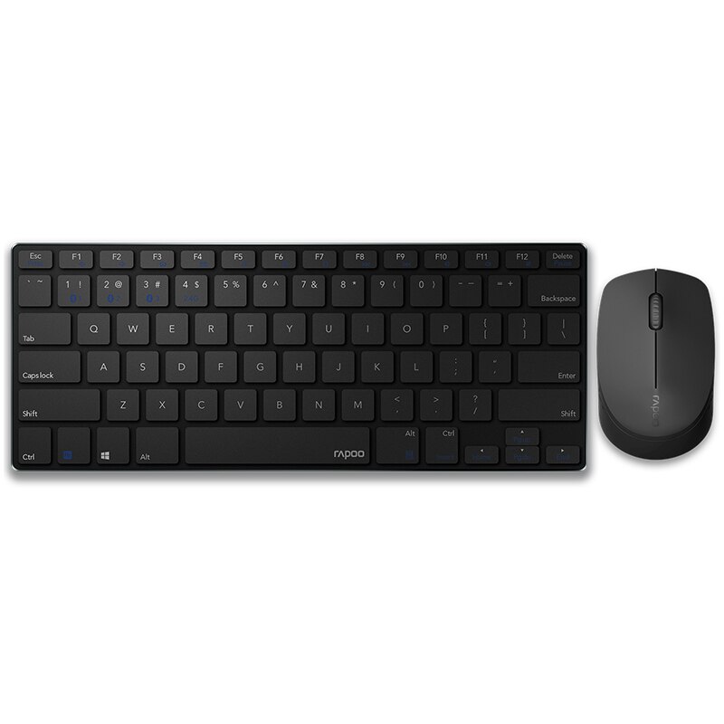 Rapoo – Mini clavier et souris Bluetooth sans fil, 9000M, multi, silencieux, Ultra fin, anglais/russe: English Layout Black