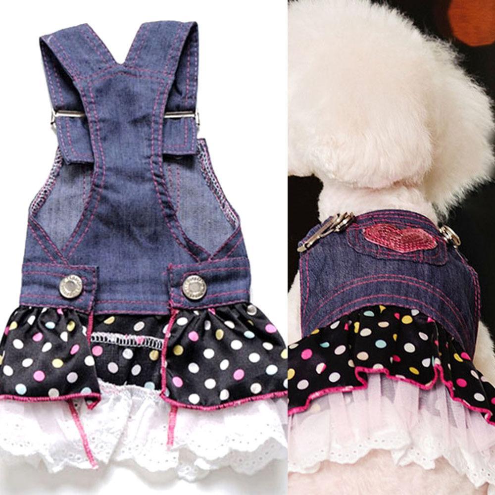 Été chien robe chat sangle jupe Dot chiot vêtements vêtements vêtements