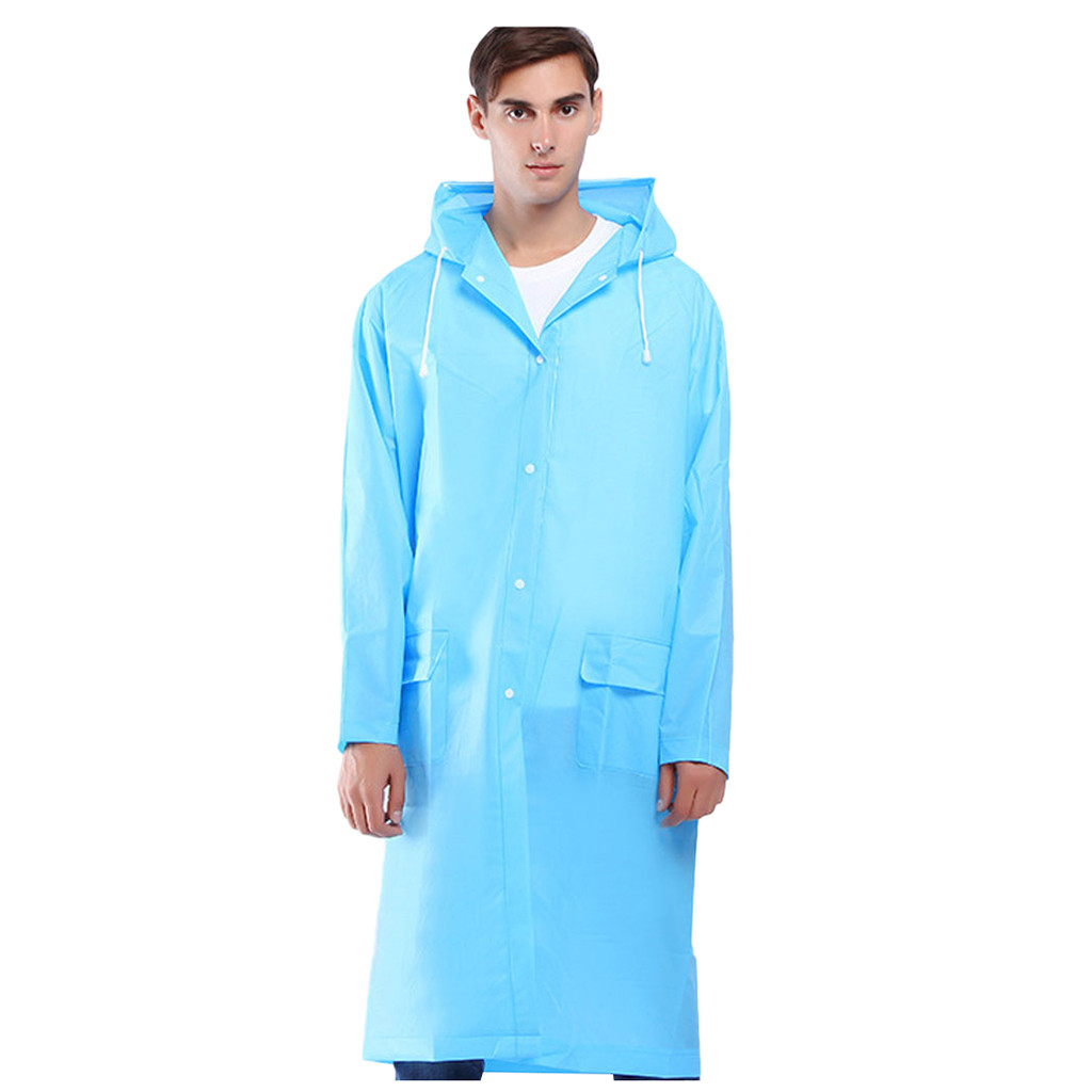Outdoor Motorcycle Raincoat Long Men Women Hooded Jacket Rainproof Rainwear Rain Coat Poncho Environmental Driver Rain Jacket: Blau / L