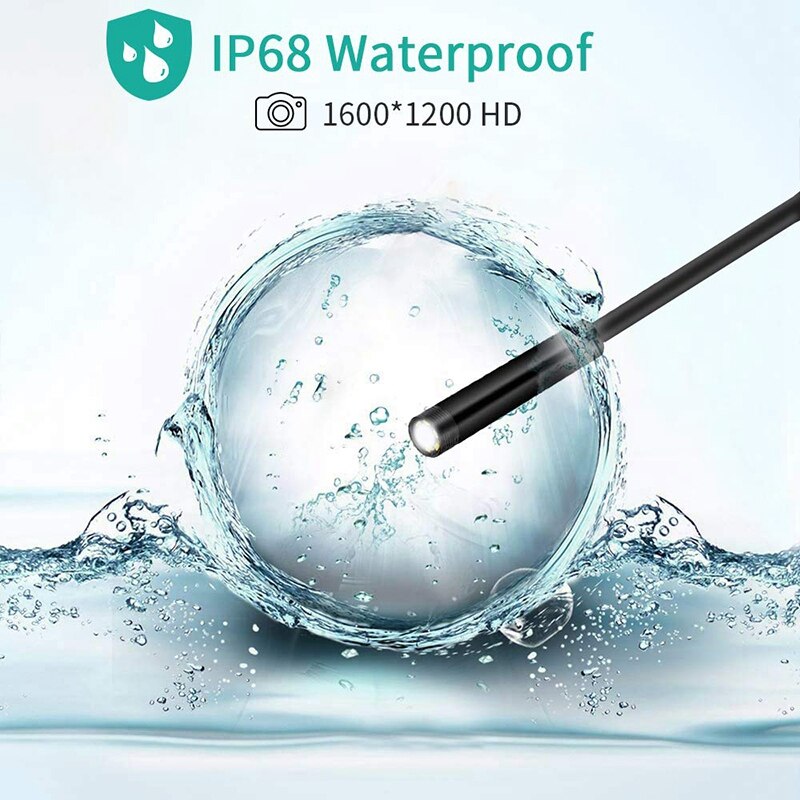 Wireless Endoscope WiFi Inspection Camera 1200P HD Borescope with 8 LED and 5M Cable Snake Pipe Camera for IOS Android