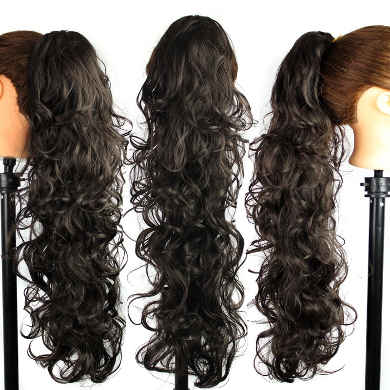 Luxury for Braiding 76cm 210g Long Wavy High Temperature Fiber Synthetic Hair Pieces Claw Clip Ponytail Extensions for Women