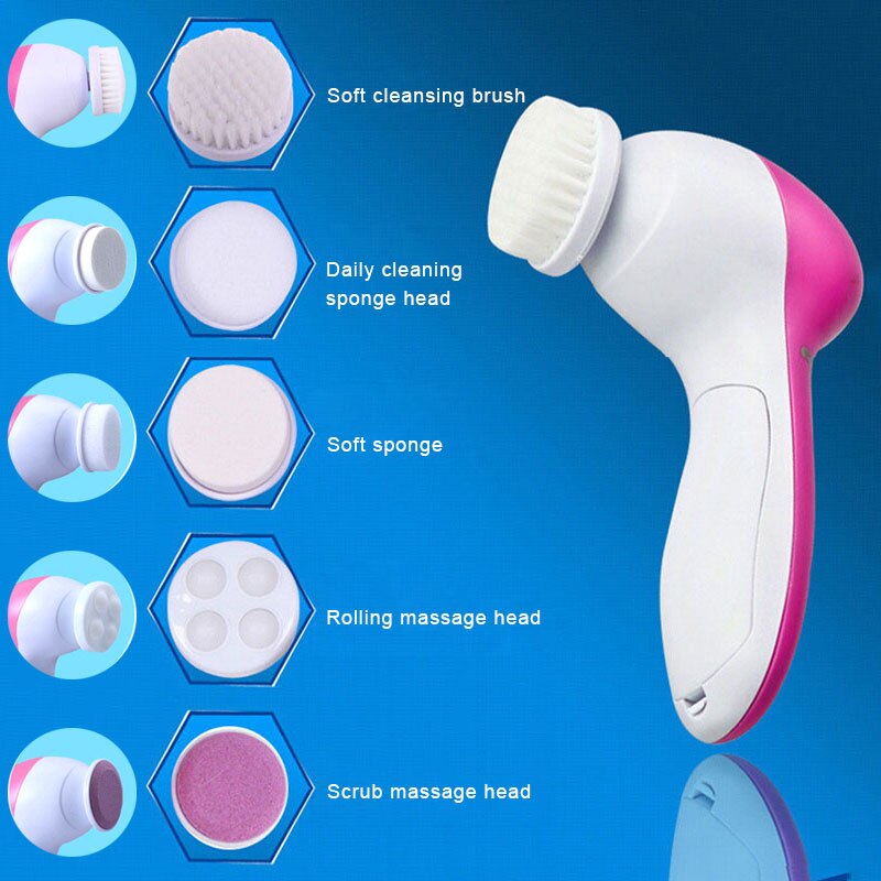 5 i 1 mini elektrisk ansiktsborste por pormaskrengöring massageapparat för ansiktsföryngring huduppstramningsanordning hudtvättverktyg