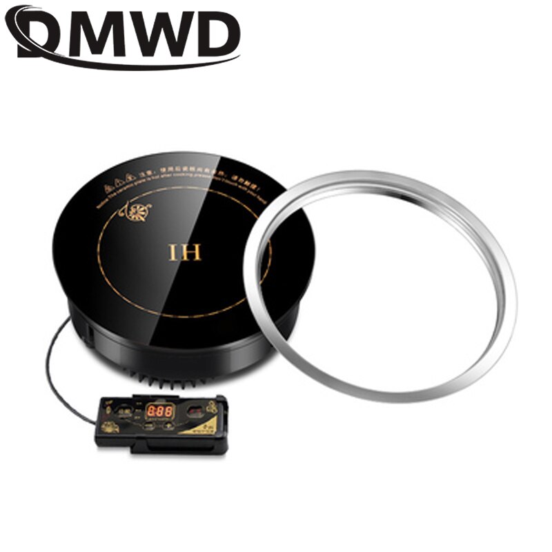 DMWD Electric Magnetic Induction Cooker Wire Control Mini Embedded Hotpot Hob Burner Waterproof Pot Tea Boiler Stove Cooktop: Wire control round