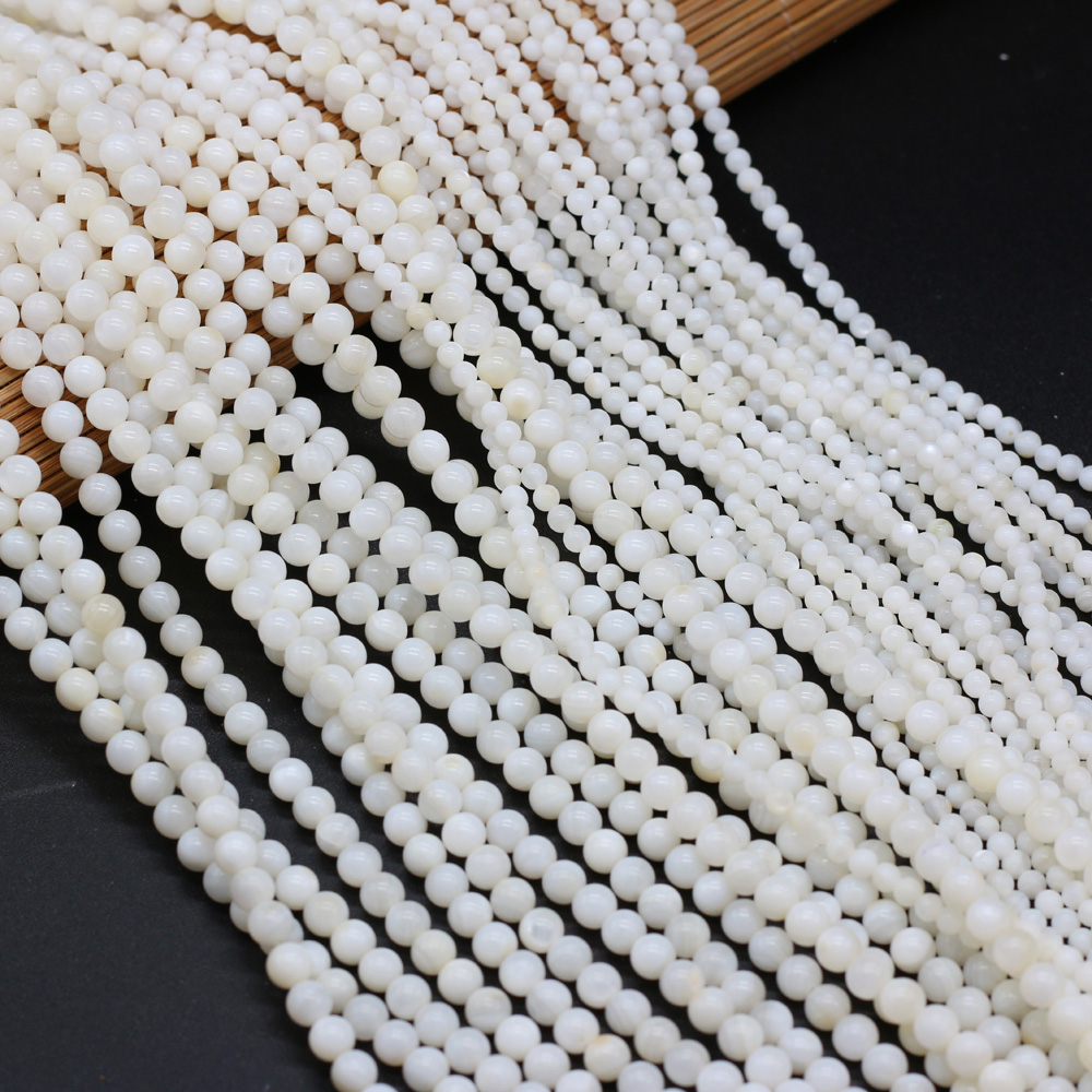 Stil naturliga sötvattensnäckor runda lösa pärlor för gör-det-själv smyckestillverkning armband örhänge halsband tillbehör