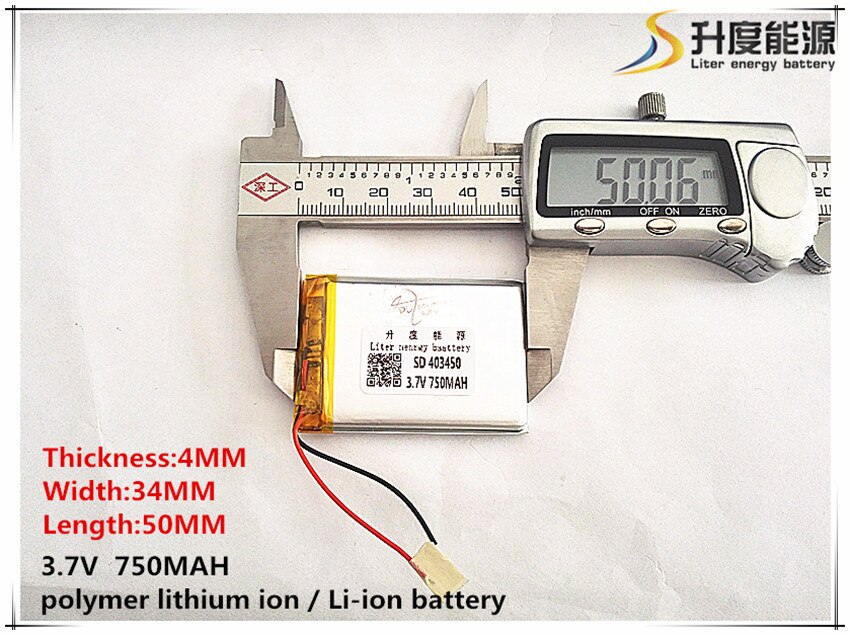 3.7V 750mAh 403450 Lithium Polymer Li-Po li ion Rechargeable Battery cells For Mp3 MP4 MP5 GPS PSP mobile bluetooth