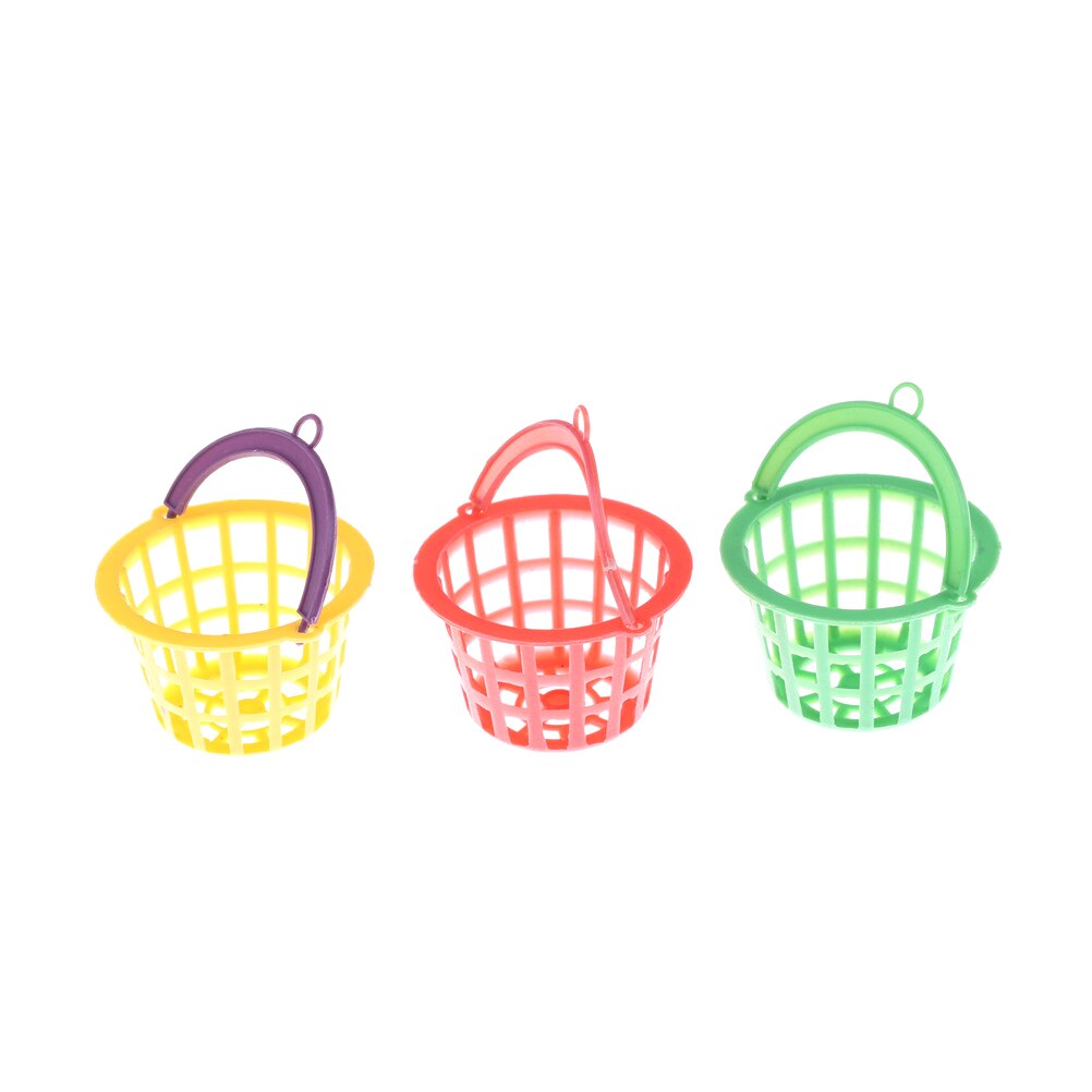 3 Pcs Toy Accessories Color Random 3PCS 4.2cm Plastic Trash Cans Basket 1:12 Dollhouse Miniature Model