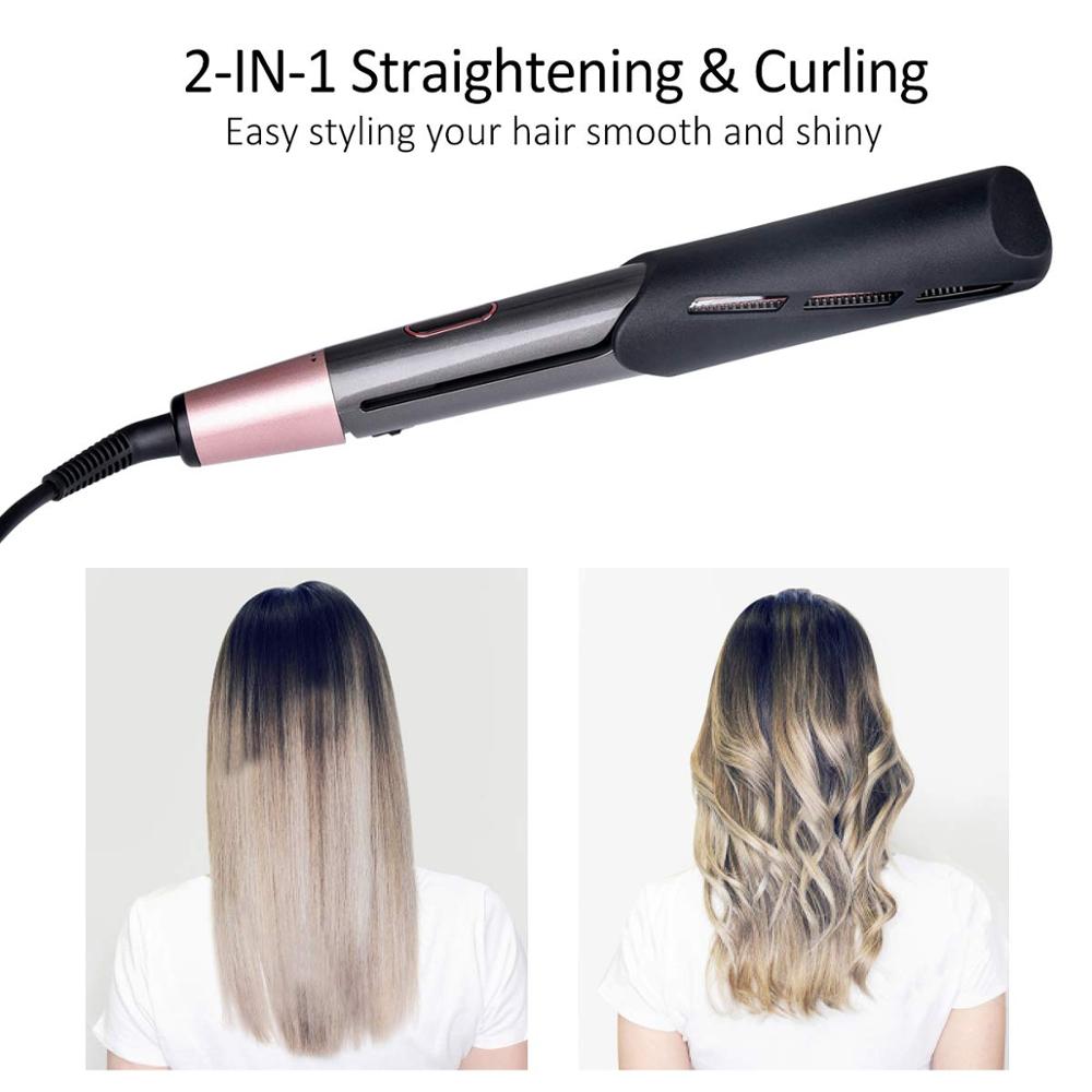 2 In 1 Twist Hair Curling & Straightening Iron Hair Straightener Hair Curler Wet & Dry Flat Iron Hair Styler Tools