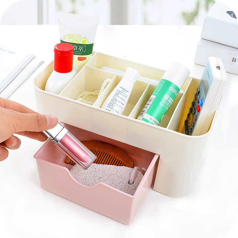 Plastik makeup badeværelse opbevaringsboks kosmetisk arrangør desktop make-up smykker opbevaring etui diverse bord container arrangør